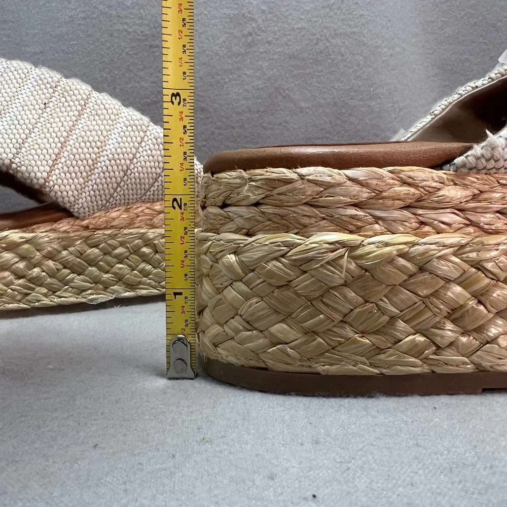 Universal Thread Desi Platform Slip On Sandals Light Beige Striped Espadrille 11